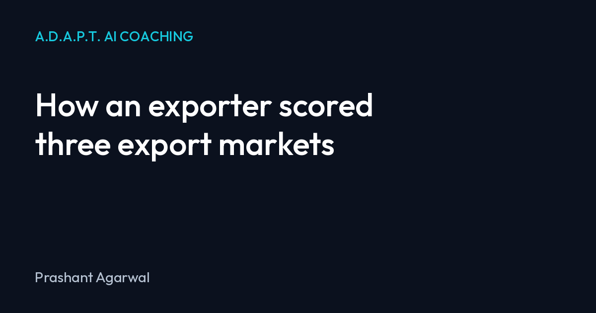 How an exporter scored three export markets