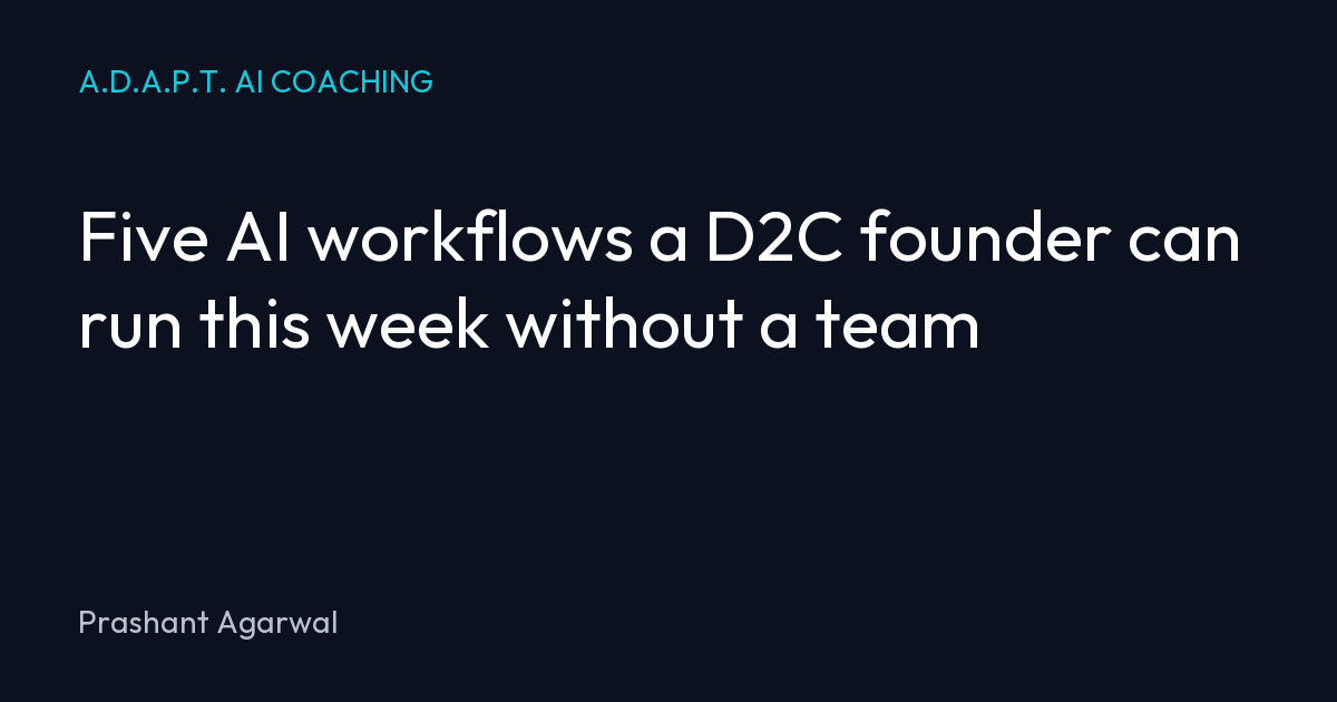 Five AI workflows a D2C founder can run this week without a team